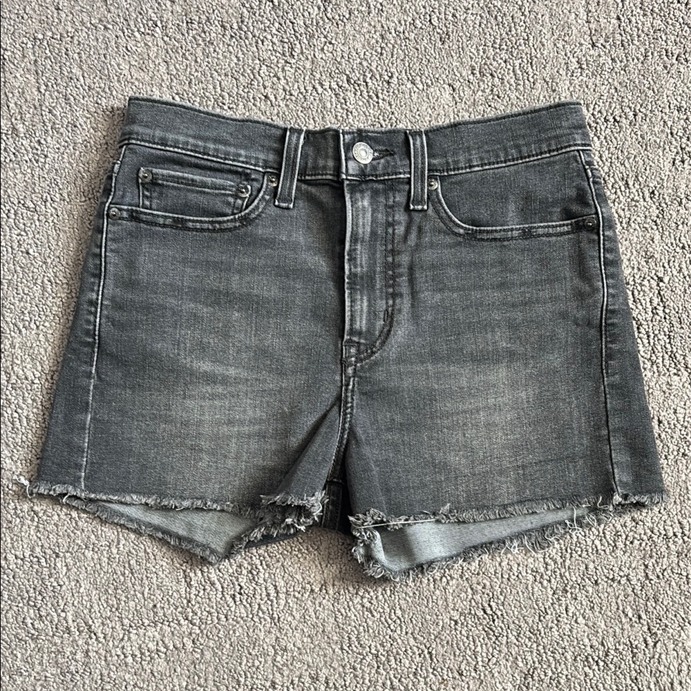 Levi's Gray Distressed High-Rise Jean Shorts Raw Hem